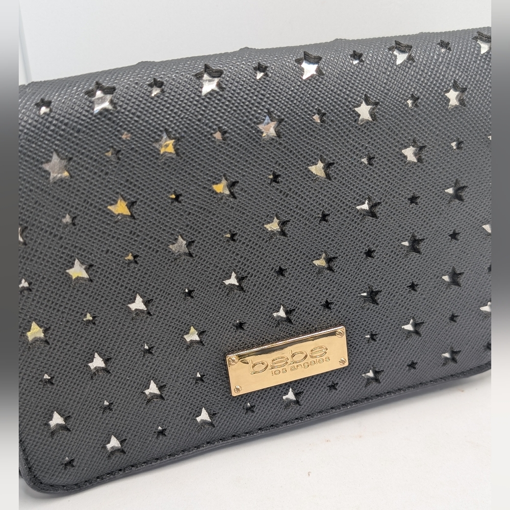 Bebe Black Silver Laser Cut‎ Clutch